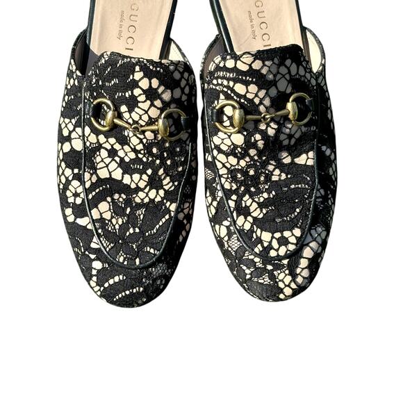 Gucci Princetown Romantic lace horsebit mules Black/Cream lace detail Size 36 - Picture 7 of 12